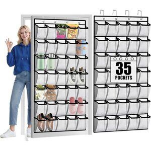 Aheroi 35 Pockets Large Over the Door Organizer, Breathable Mesh Pockets Shoe